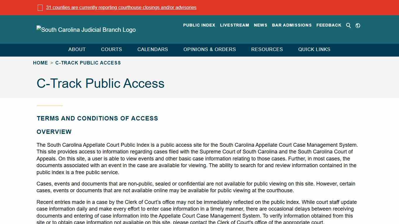 C-Track Public Access - South Carolina Judicial Branch