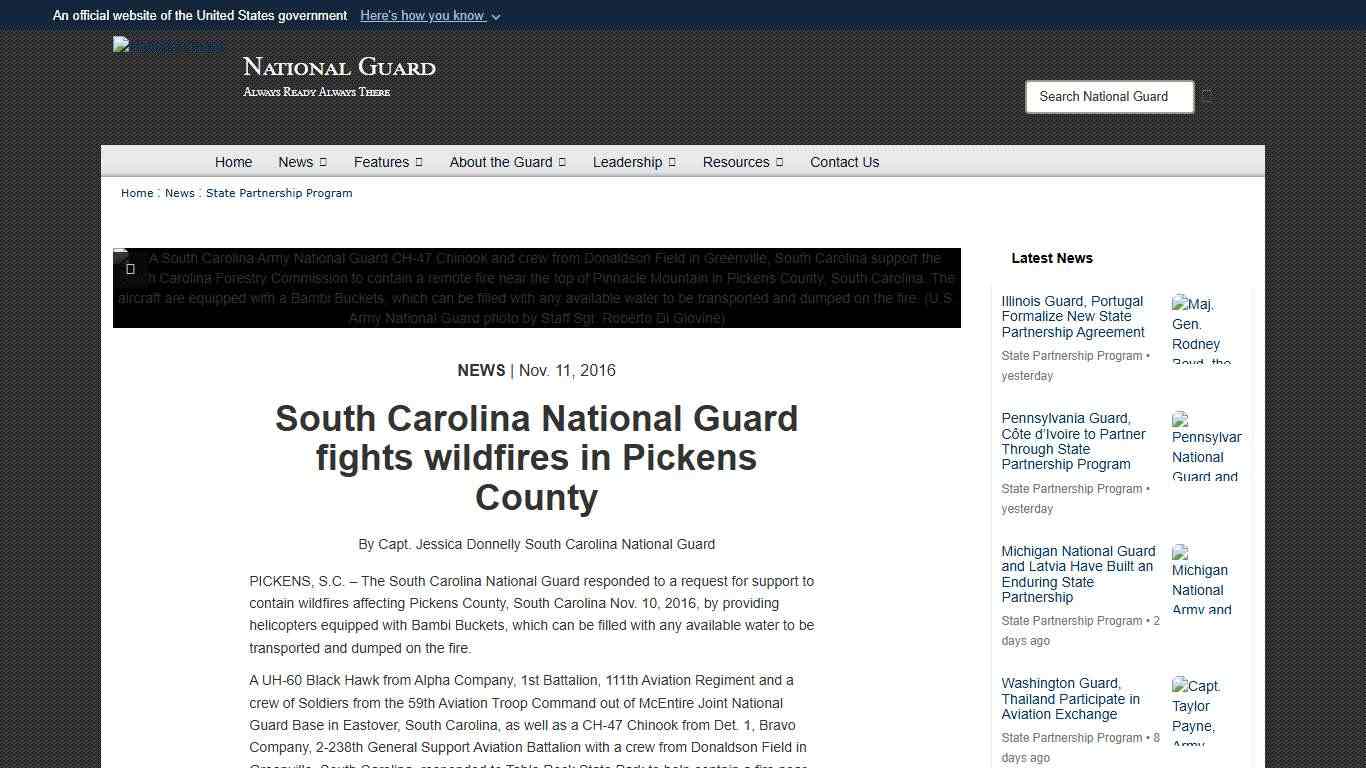 South Carolina National Guard fights wildfires in Pickens County > National Guard > State Partnership Program News - The National Guard