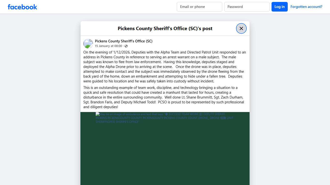 On the evening of... - Pickens County Sheriff's Office (SC) Facebook